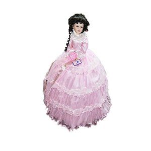 Vintage Goldenvale Collection Porcelain Umbrella Doll "Dilys" NIB Pink Dress